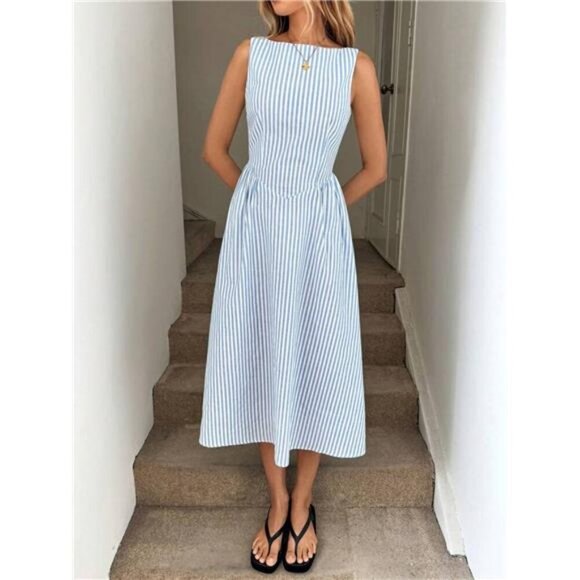 Sleeveless Striped Midi Dress - Picture 4 of 16